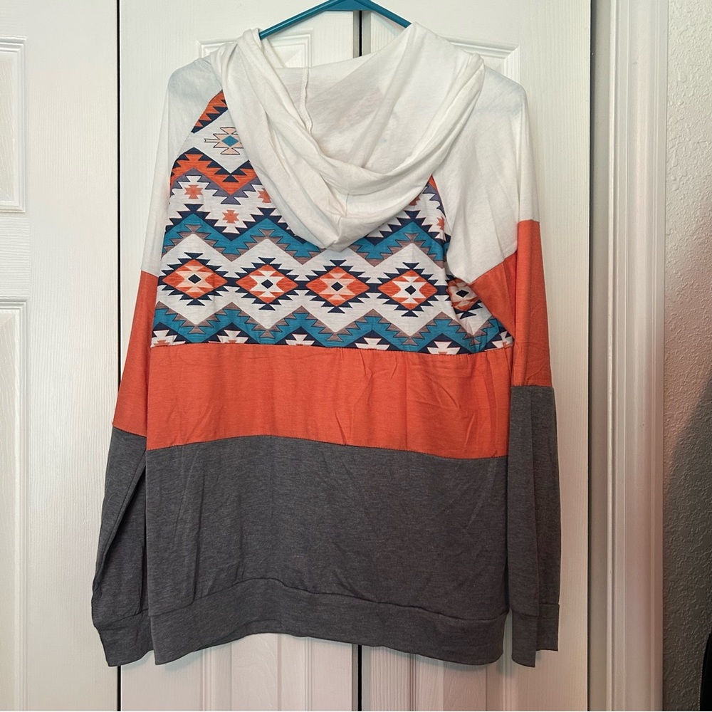 Multicolor Aztec Pattern Hoodie - Picture 2 of 2